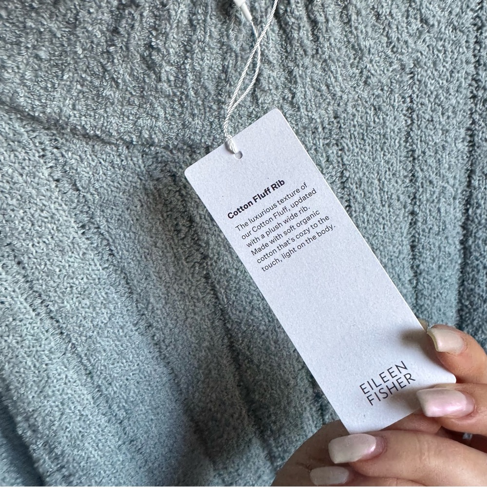 NWT Eileen Fisher Cotton Fluff Rib Turtleneck Top Cropped Length Sweater Sz 2X - Picture 5 of 8